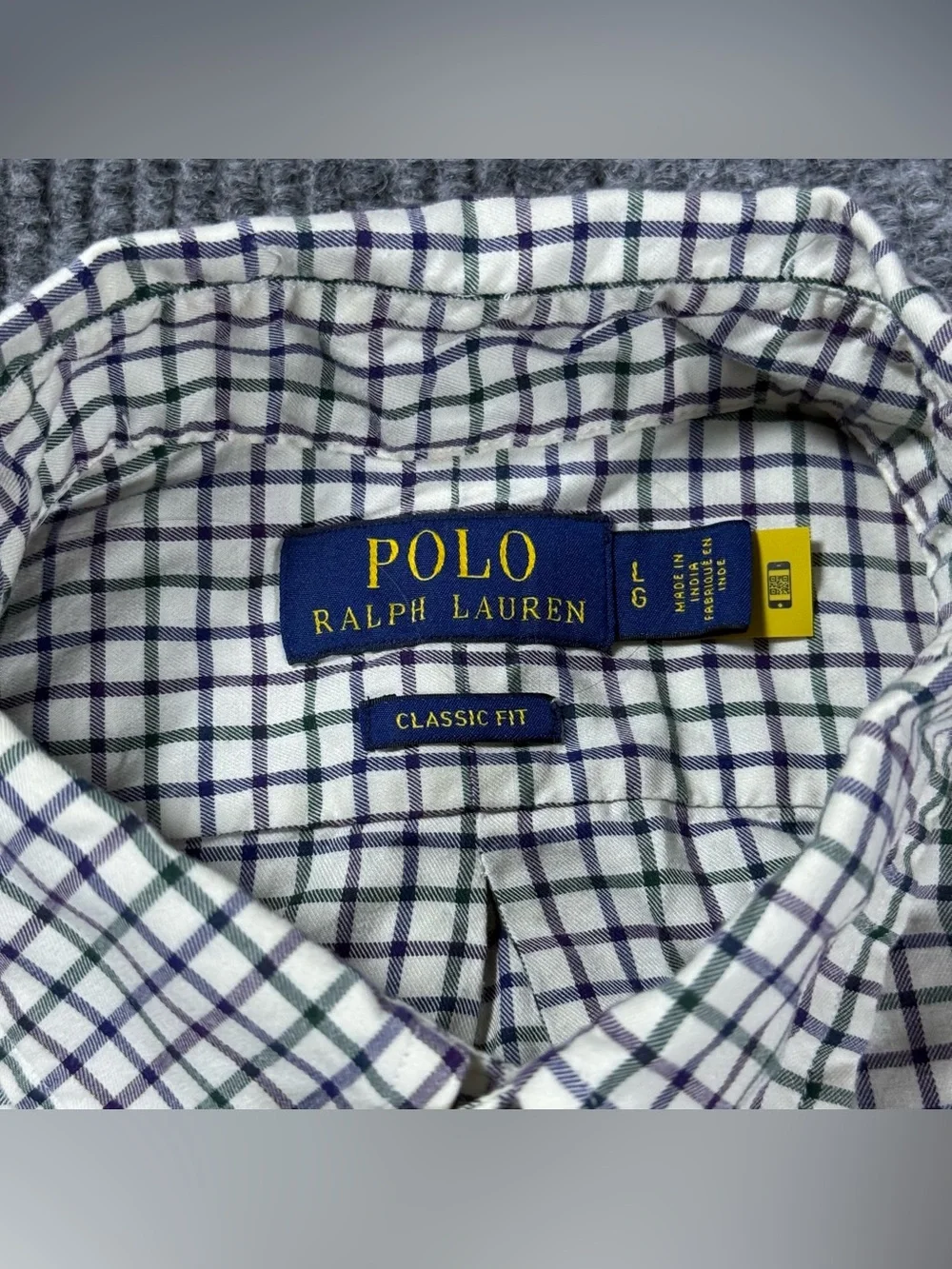 Polo Ralph Lauren Shirt Men’s L Classic Fit Button Down Cotton Plaid Tattersall